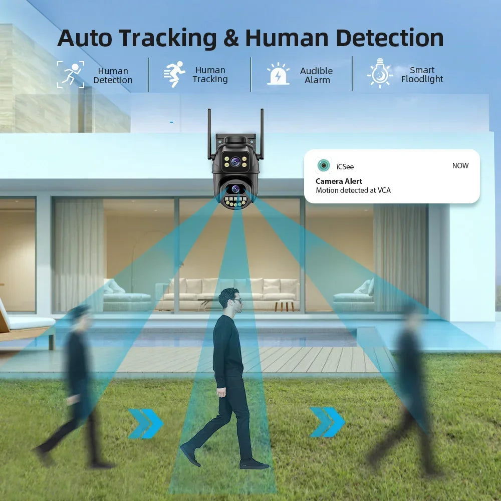 Caméra De Surveillance WiFi 4K À Double Objectif