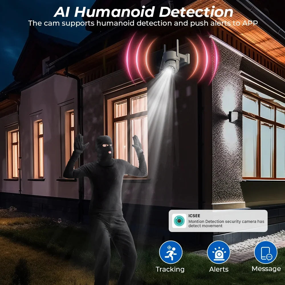 Caméra De Surveillance WiFi PTZ Solaire 4 MP