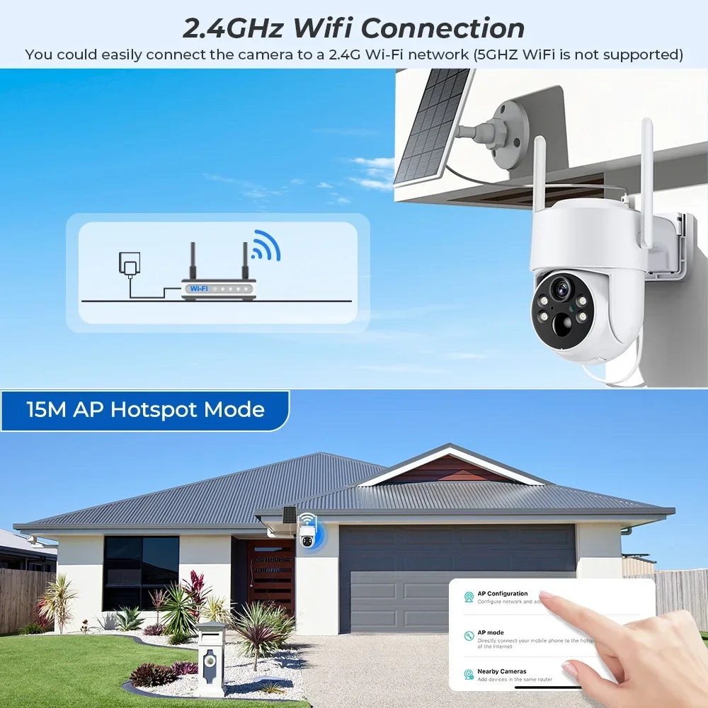 Caméra De Surveillance WiFi PTZ Solaire 4 MP