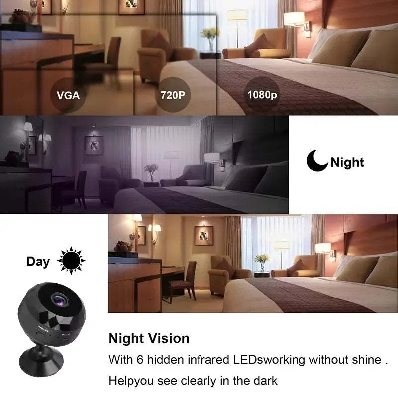 Mini Caméra De Sécurité Wi-Fi Grand Angle 1080P
